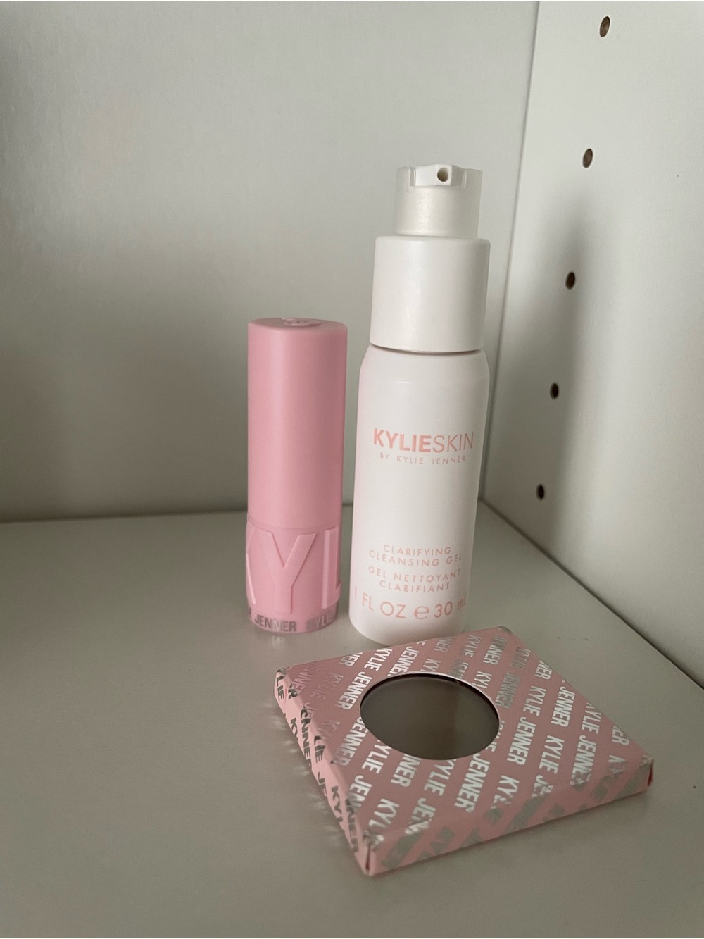 Kylie cosmetics lip stick, eyeshadow, and Kylie skin face cleanser